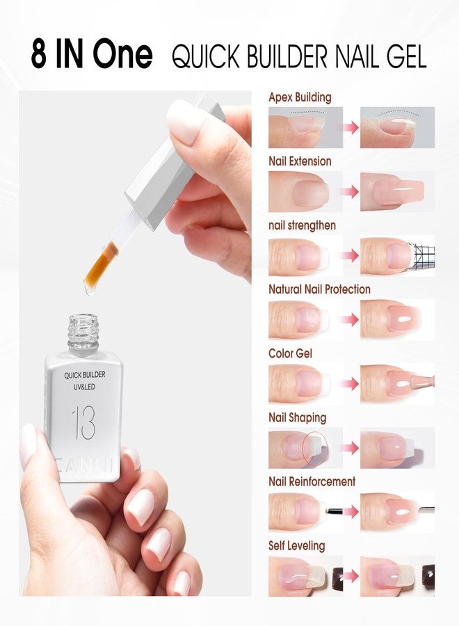 CANNI Builder Nail Gel Polish, 8 in 1 Clear Builder for Nails Strengthener Gel Polish Thickening Extension for Beginners DIY Home Salon Manicure - Image 2